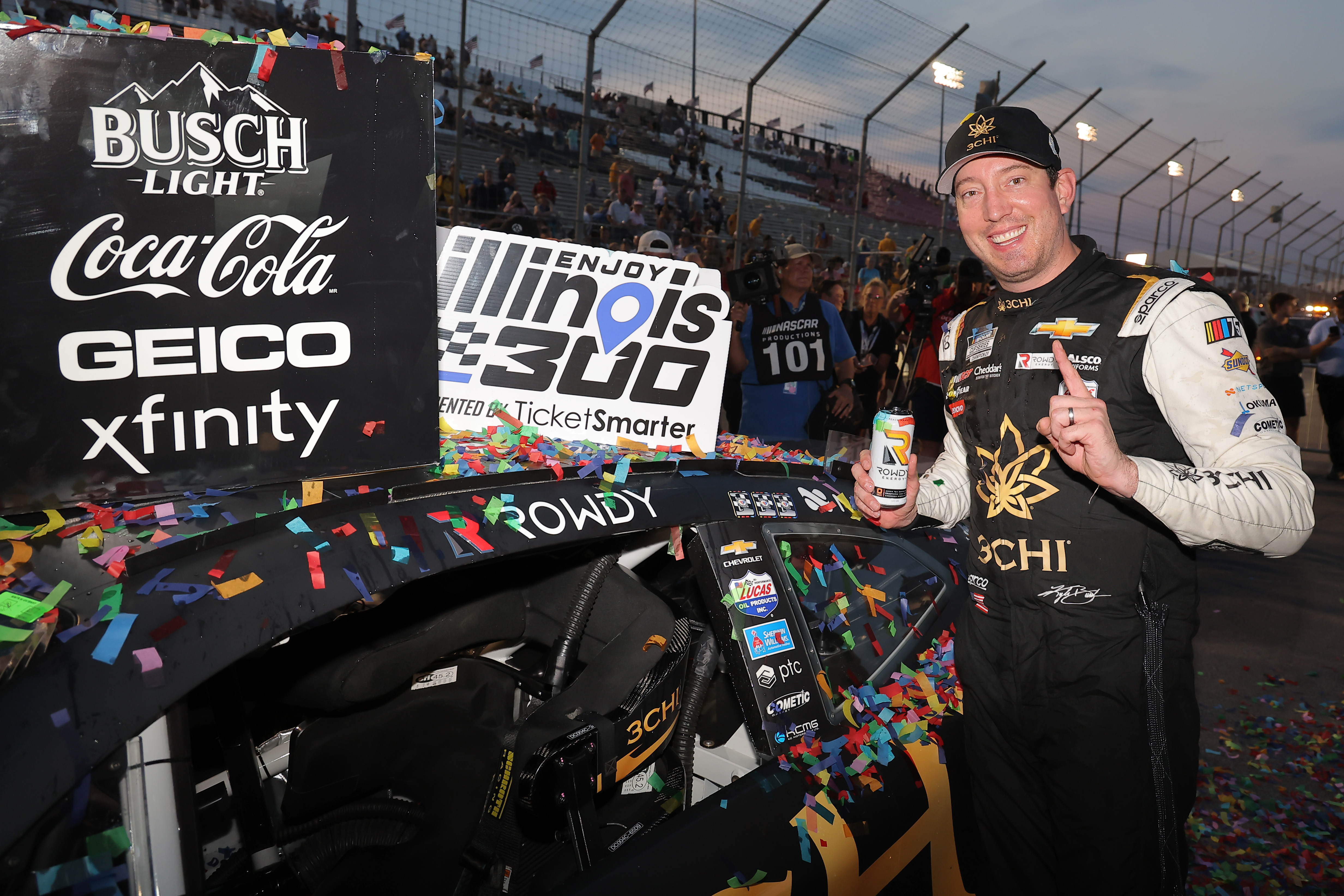 Kyle Busch celebrates his 2023 Cup Series win at WWT Raceway.