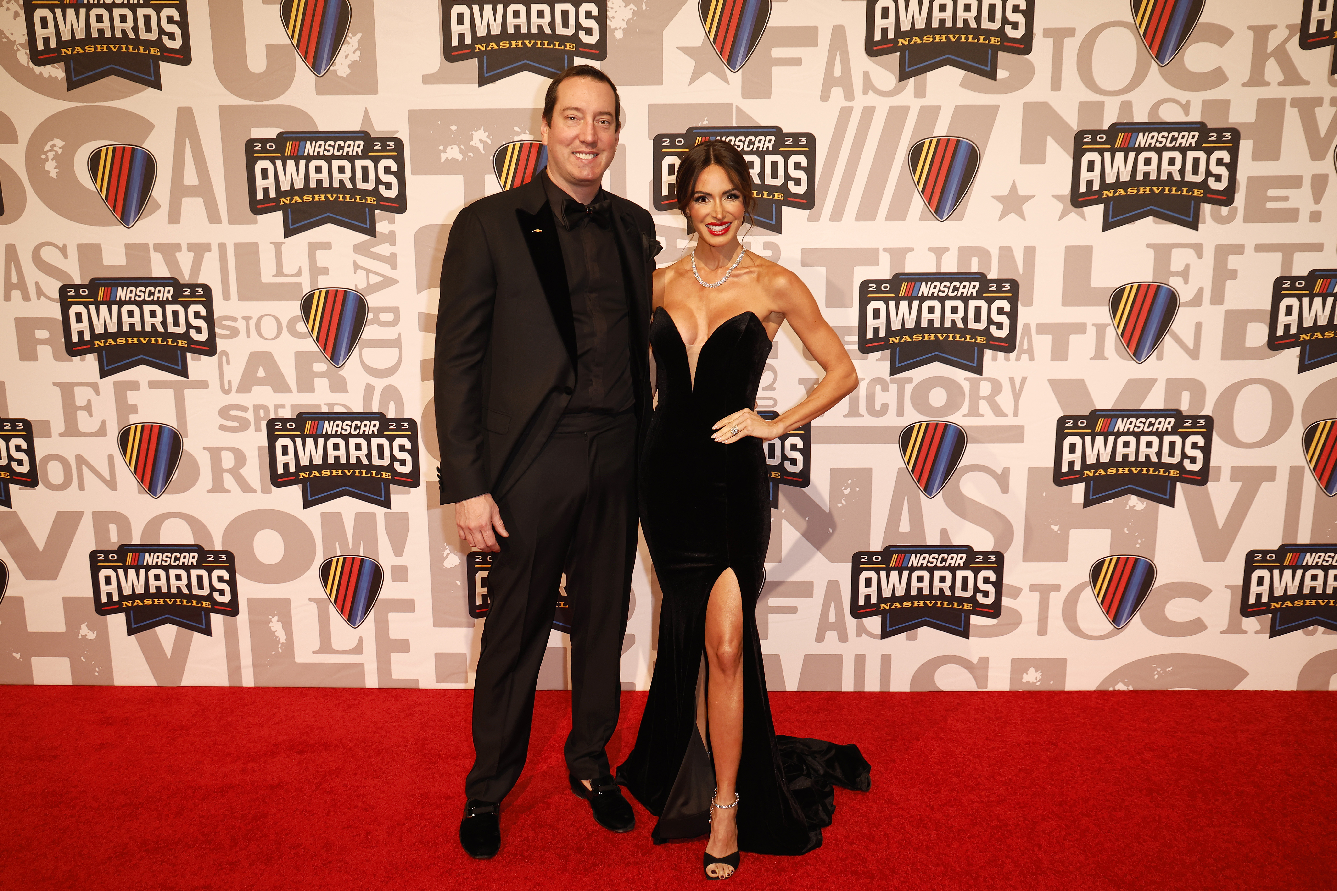 Kyle and Samantha Busch at the 2023 NASCAR Awards in Nashville.