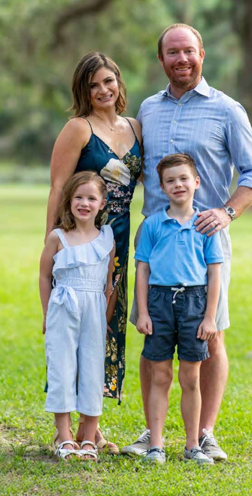 The Galbraith family on a lawn