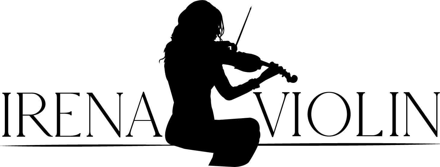 Irena Violin logo, a silhouette of a violinist between the words Irena and Violin